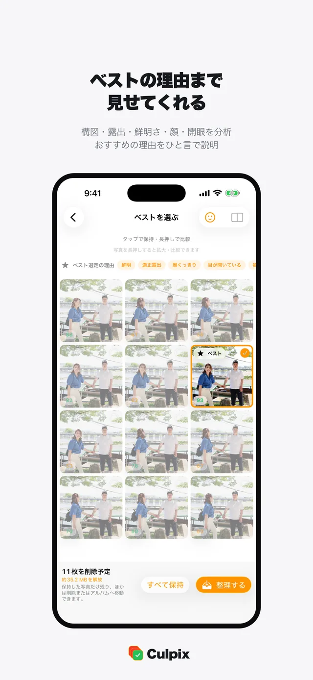 ベストの一枚と選んだ理由のチップ