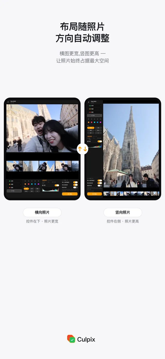 iPad 专业挑选随照片方向调整