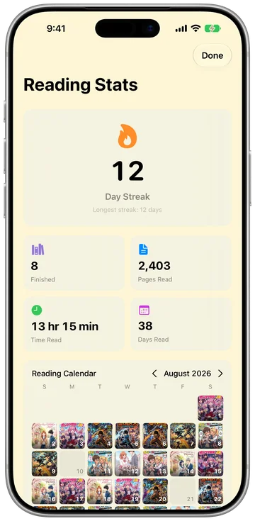 Reading stats and the calendar