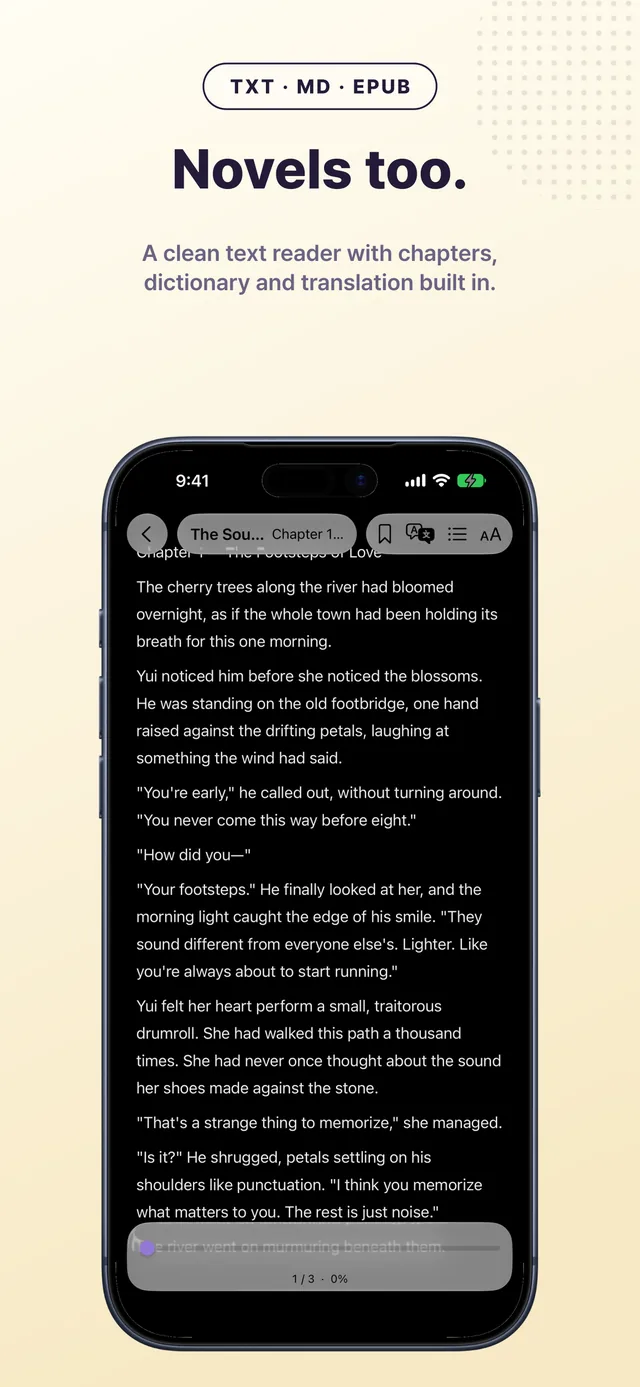 An EPUB novel in the text reader