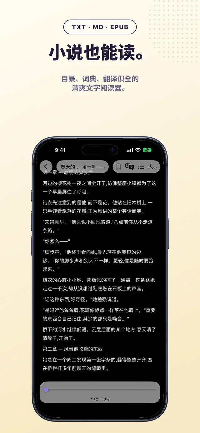 带目录的 EPUB 小说阅读器